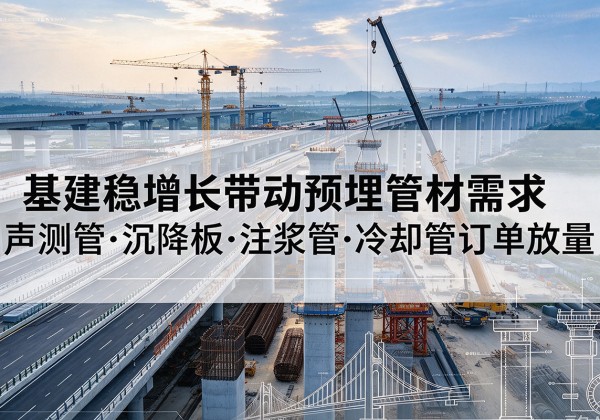 越城基建稳增长带动预埋监测管材需求，声测管、沉降板、注浆管订单持续放量